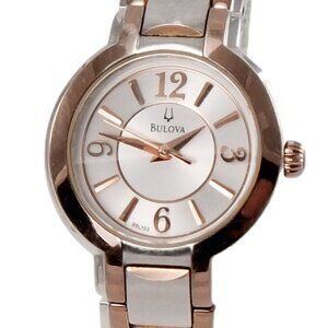 BULOVA Ladies Watch Model C960904 B2 Silver and Rose Gold Tone Womens 6 1/2" ...